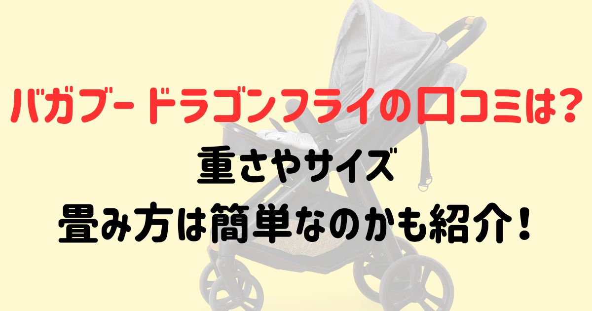 バガブー ドラゴンフライの口コミは？重さやサイズと畳み方は簡単なのかも紹介！